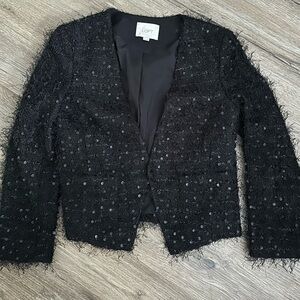 LOFT Black Textured Sequin Blazer